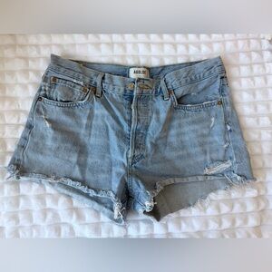 Agolde Light Blue Distressed Jean Shorts
